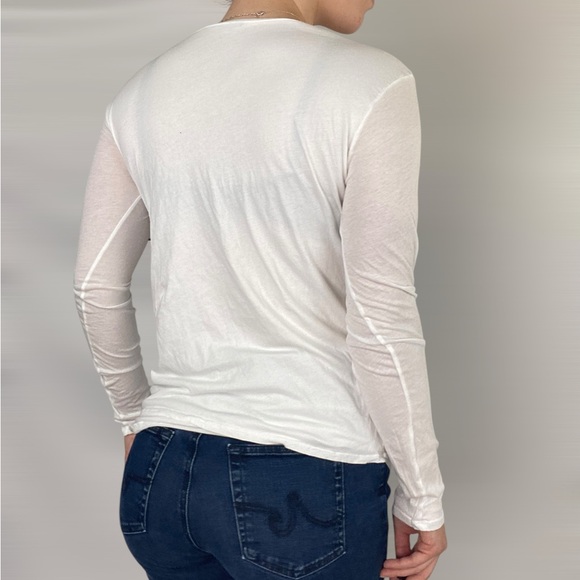 STATESIDE Double Layered V Neck Long Sleeve Tee Lightweight Casual‎ - Picture 4 of 6